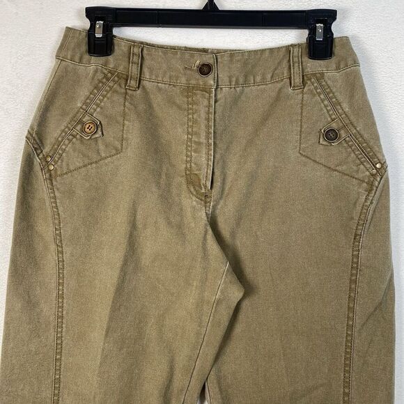 Isabella Bird Women’s 4 Green Canvas Pants Cotton Spandex Straight Leg Casual - Picture 6 of 11